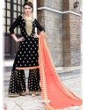 Black Georgette Heavy Embroidered Designer Palazzo Suit