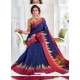 Mind Blowing Navy Blue Chanderi Cotton Designer Saree