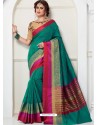 Nice Looking Teal Chanderi Cotton Designer Saree