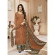 Brown Cotton Satin Digital Printed Designer Palazzo Salwar Suit