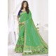 Parrot Green Silk Designer Party Wear Saree