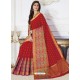 Red Raw Silk Designer Woven Saree