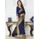 Flawless Navy Blue Raw Silk Designer Woven Saree