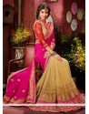 Beige And Pink Net And Faux Georgette Saree
