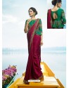 Deep Wine Silk Designer Party Wear Saree