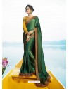 Latest Dark Green Silk Designer Party Wear Saree