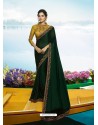 Beautiful Dark Green Silk Designer Party Wear Saree