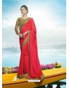 Dark Peach Silk Designer Party Wear Saree