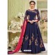 Navy Blue Georgette Embroidered Designer Floor Length Anarkali Suit