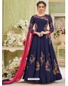 Navy Blue Georgette Embroidered Designer Floor Length Anarkali Suit