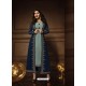 Navy Blue And Pigeon Georgette Embroidered Designer Anarkali Suit