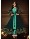 Dark Green And Jade Green Georgette Embroidered Designer Anarkali Suit