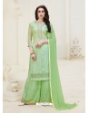 Sea Green Embroidered Georgette Designer Palazzo Suit