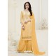 Yellow Embroidered Georgette Designer Palazzo Suit