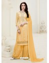 Yellow Embroidered Georgette Designer Palazzo Suit