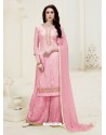 Pink Embroidered Georgette Designer Palazzo Suit