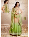 Beige And Green Shaded Net Anarkali Suit
