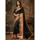 Black And Orange Embroidered Silk Designer Saree