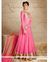 Beautiful Pink Georgette And Net Anarkali Suit