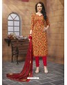 Ravishing Multi Colour Printed Poly Cotton Designer Churidar Suit