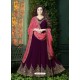 Deep Wine Embroidered Faux Georgette Designer Anarkali Suit