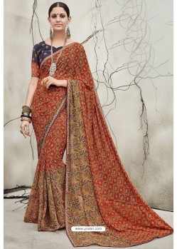 Admirable Multi Colour Georgette Designer Printed Saree