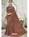 Fashionable Multi Colour Georgette Designer Printed Saree