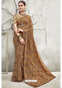 Stunning Multi Colour Georgette Designer Printed Saree