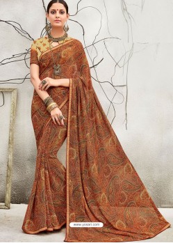 Attractive Multi Colour Georgette Designer Printed Saree