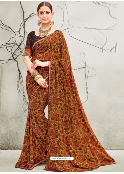 Pretty Multi Colour Georgette Designer Printed Saree