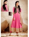 Glorious Pink Art Silk Jacket Style Anarkali Suit