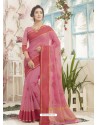 Light Pink Cotton Silk Embroidered Designer Saree