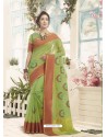 Green Cotton Silk Embroidered Designer Saree