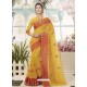 Yellow Cotton Silk Embroidered Designer Saree