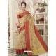 Beige Cotton Silk Embroidered Designer Saree