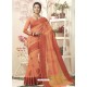 Orange Cotton Silk Embroidered Designer Saree