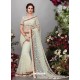 Off White Net Designer Embroidered Party Wear Saree