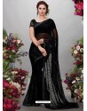 Black Georgette Designer Embroidered Party Wear Saree