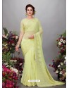 Lemon Georgette Designer Embroidered Party Wear Saree