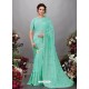 Aqua Mint Georgette Designer Embroidered Party Wear Saree