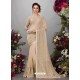 Light Beige Georgette Designer Embroidered Party Wear Saree