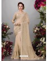 Light Beige Georgette Designer Embroidered Party Wear Saree