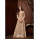 Light Brown Net Designer Emroidered Anarkali Suit