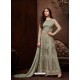 Olive Green Net Designer Emroidered Anarkali Suit