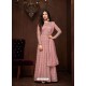 Light Pink Net Designer Emroidered Anarkali Suit