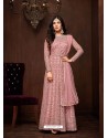 Light Pink Net Designer Emroidered Anarkali Suit