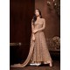 Beige Net Designer Emroidered Anarkali Suit