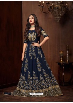 Navy Blue Georgette Designer Emroidered Anarkali Suit