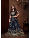 Navy Blue Georgette Designer Emroidered Anarkali Suit