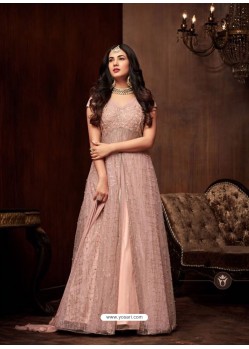 Pink Net Designer Emroidered Anarkali Suit